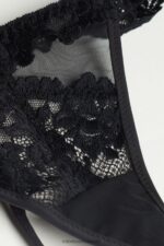 Underwear CA Intimissimi Women Pretty Flowers Thong with Side Straps 019-Black DD6R6T1046 - Image 7