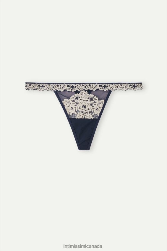 Underwear CA Intimissimi Women Pretty Flowers Thong with Side Straps 347I-Deep Blue/Vanilla DD6R6T944 - Image 5