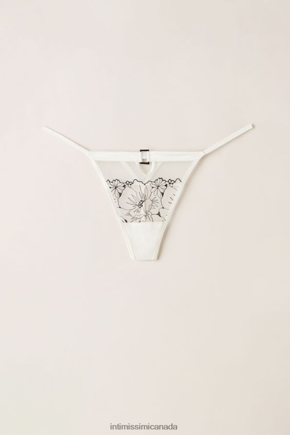 Underwear CA Intimissimi Women Pure Joy Thong with Side Straps 4718-Powder White/Black DD6R6T959 - Image 5