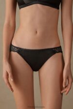 Underwear CA Intimissimi Women Silk and Lace Briefs 019-Black DD6R6T1132