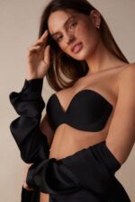Underwear CA Intimissimi Women Strapless Bra with Transparent Back 019-Black DD6R6T585