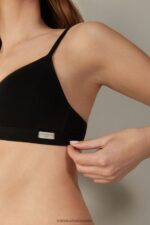 Underwear CA Intimissimi Women Tiziana Natural Cotton Triangle Bra 019-Black DD6R6T740 - Image 3