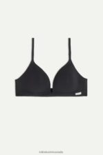 Underwear CA Intimissimi Women Tiziana Natural Cotton Triangle Bra 019-Black DD6R6T740 - Image 6
