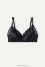 Underwear CA Intimissimi Women Tiziana Silk and Lace Triangle Bra 019-Black DD6R6T789 - Image 6