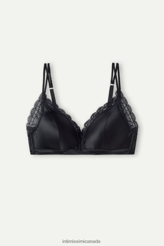Underwear CA Intimissimi Women Tiziana Silk and Lace Triangle Bra 019-Black DD6R6T789 - Image 6